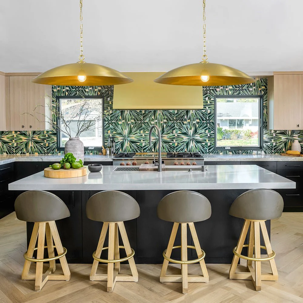 Vintage Oversized Flat Dome Metal Pendant Light - Image 9