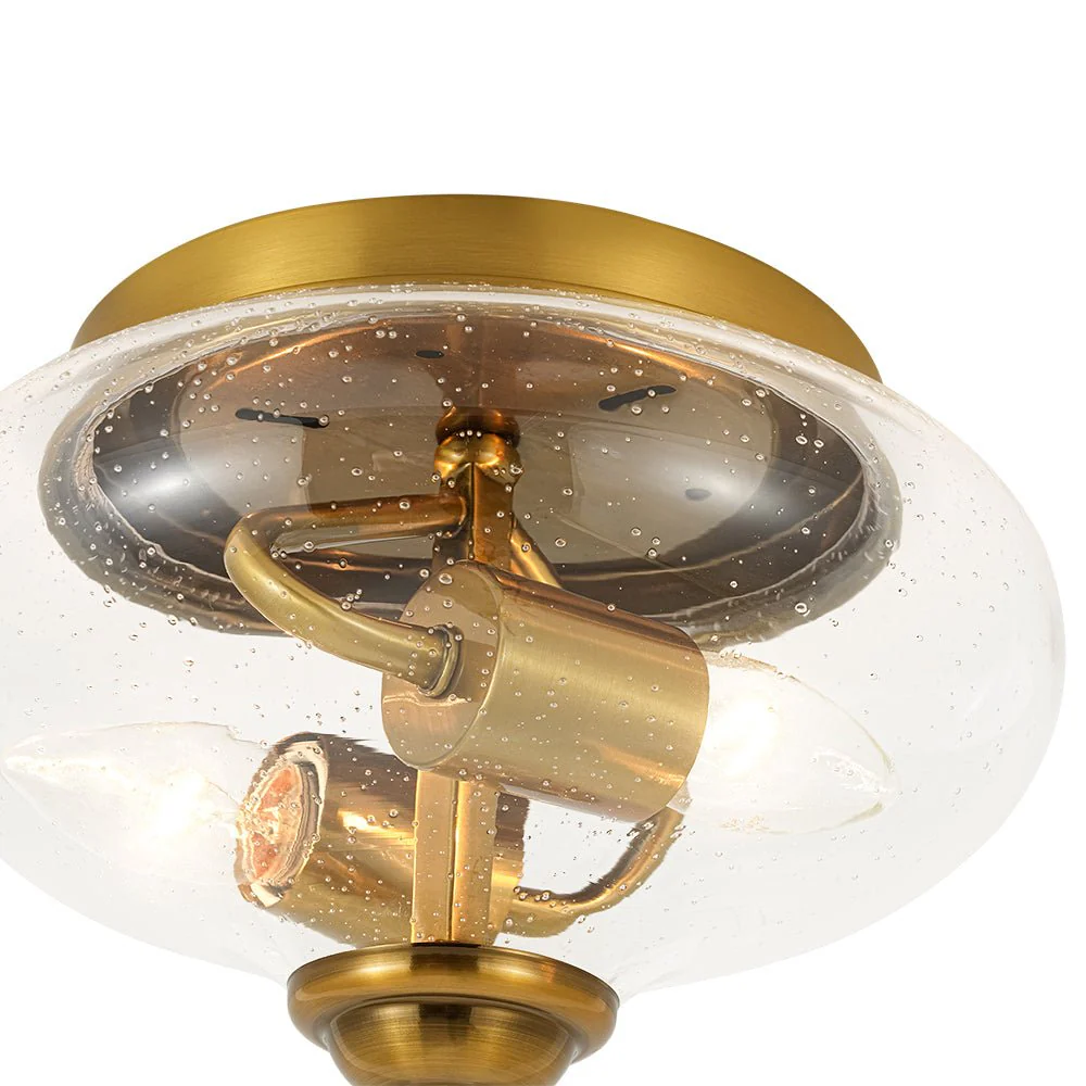 Vintage Round Clear Seeded Glass Flush Mount Ceiling Light - Image 10