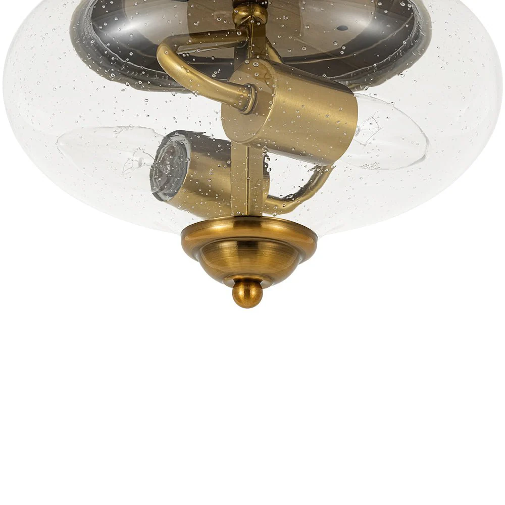 Vintage Round Clear Seeded Glass Flush Mount Ceiling Light - Image 8