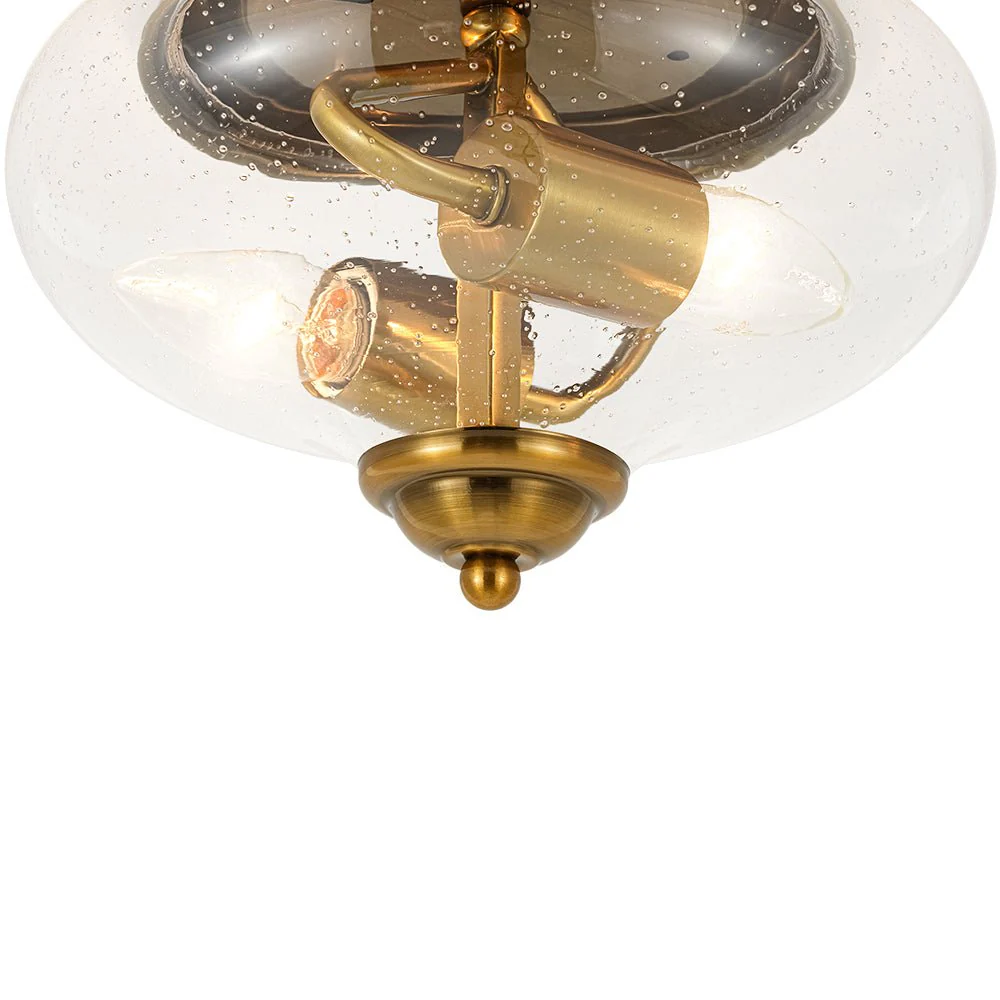 Vintage Round Clear Seeded Glass Flush Mount Ceiling Light - Image 9