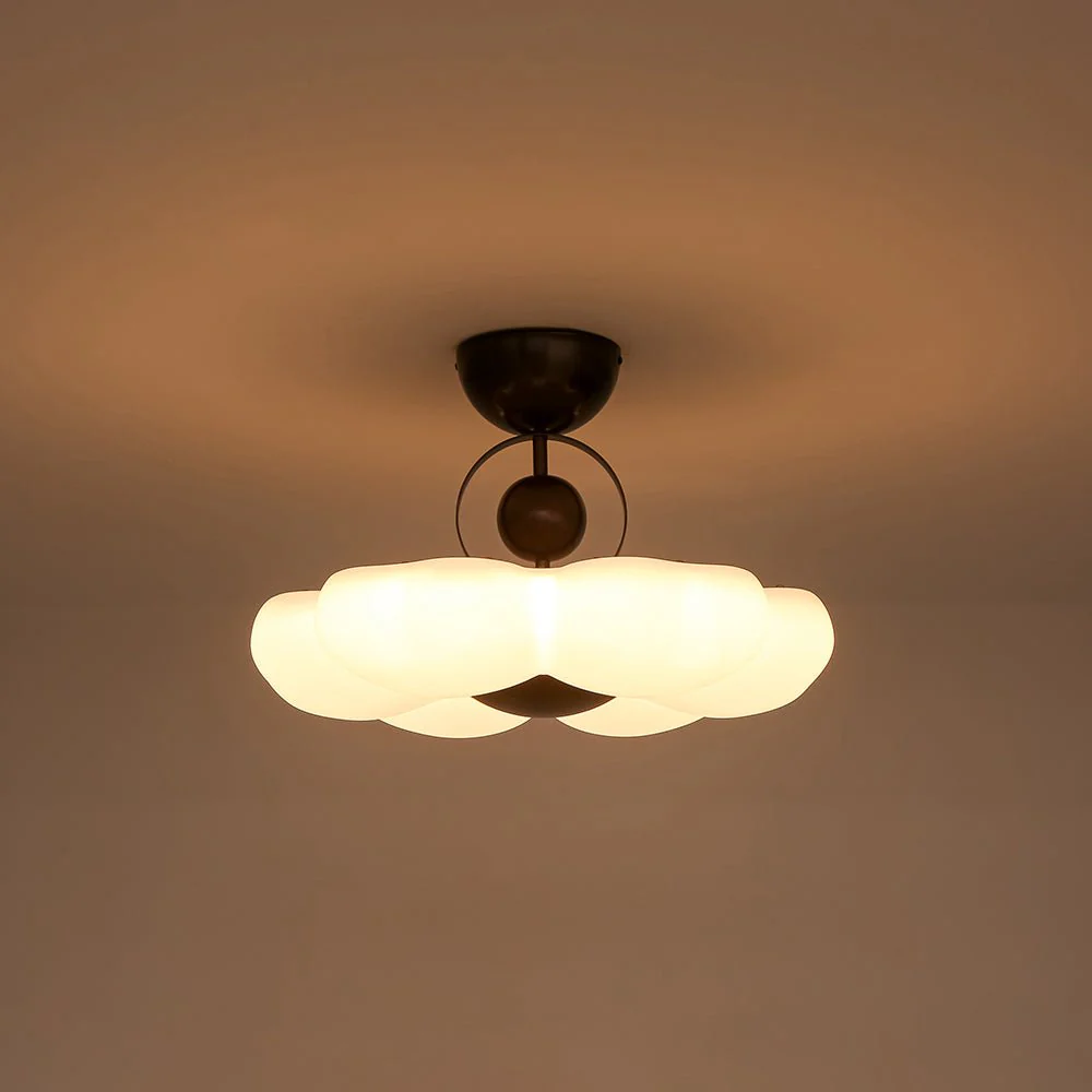 White Camellia Bloom Dimmable LED Semi Flush Mount Light - Image 12