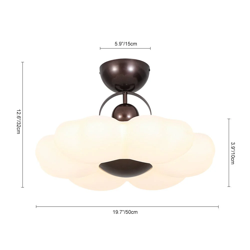 White Camellia Bloom Dimmable LED Semi Flush Mount Light - Image 14