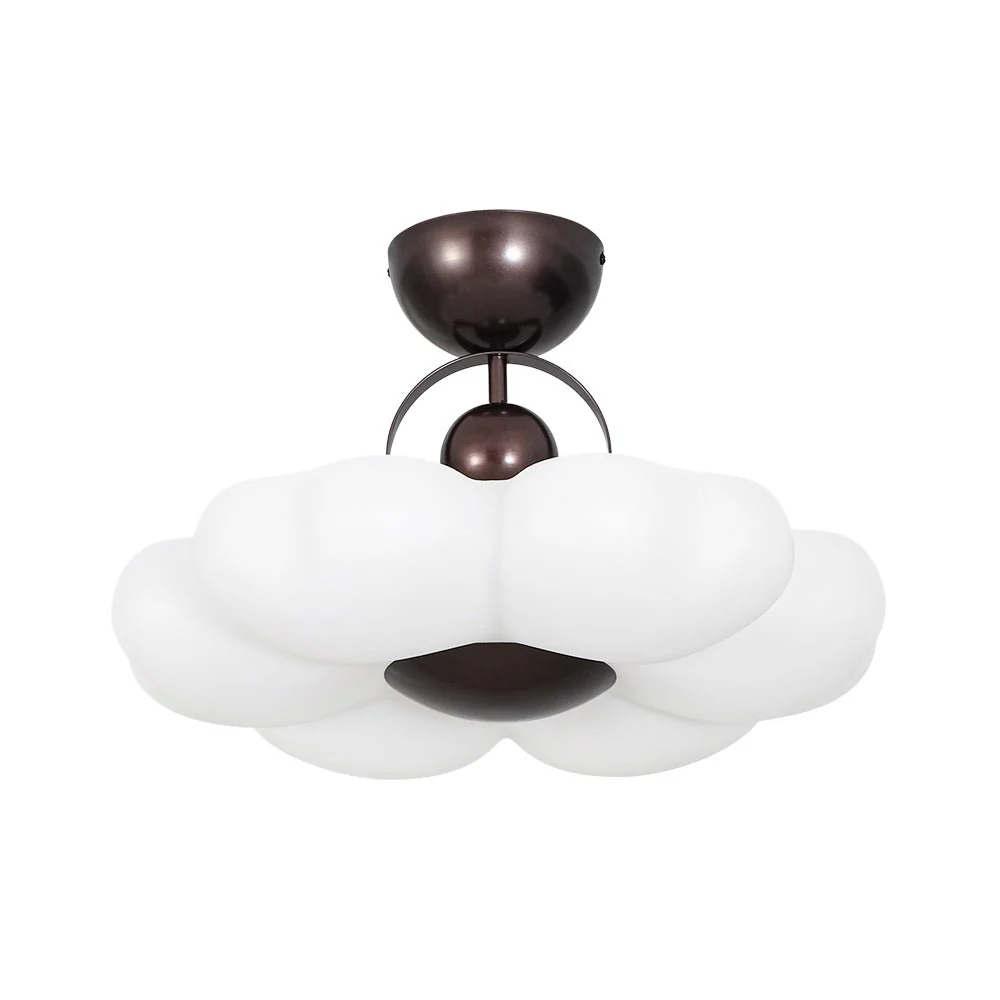 White Camellia Bloom Dimmable LED Semi Flush Mount Light - Image 3