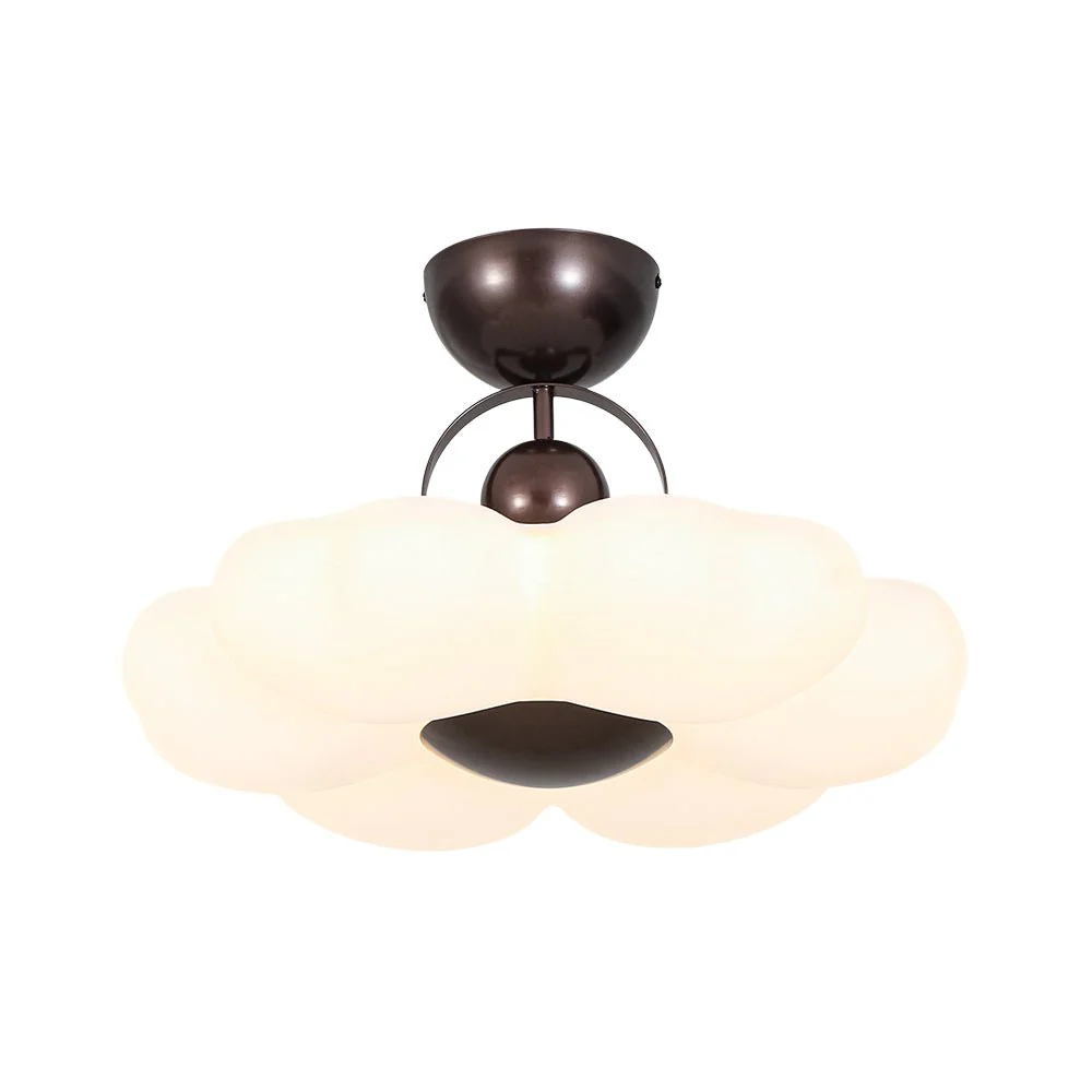 White Camellia Bloom Dimmable LED Semi Flush Mount Light - Image 4
