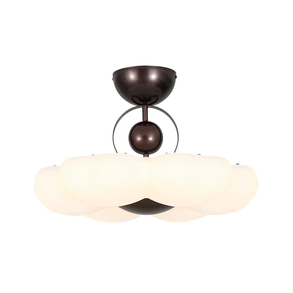 White Camellia Bloom Dimmable LED Semi Flush Mount Light - Image 5