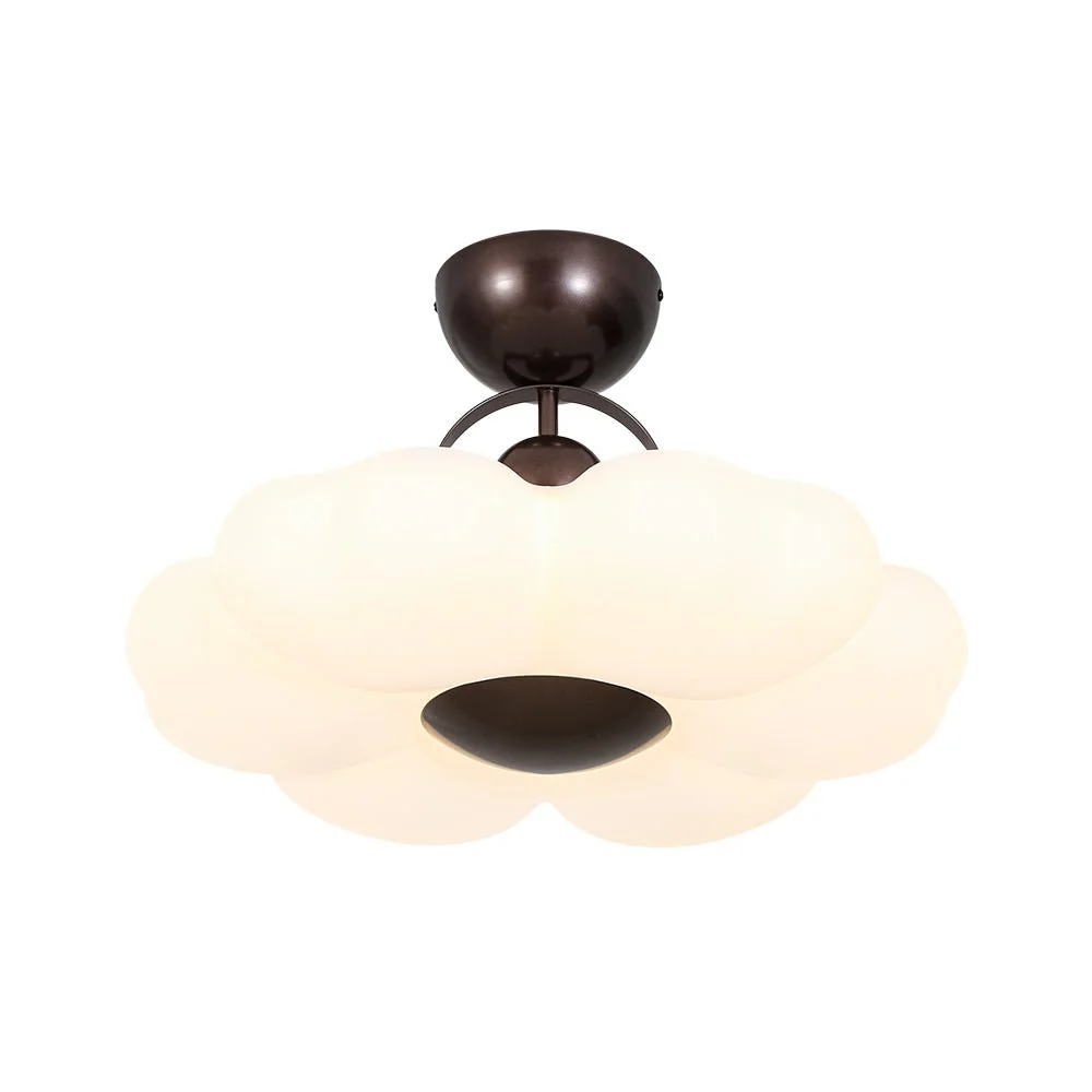 White Camellia Bloom Dimmable LED Semi Flush Mount Light - Image 6