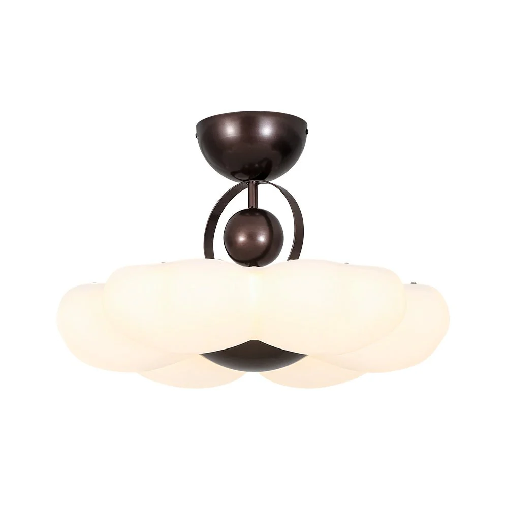 White Camellia Bloom Dimmable LED Semi Flush Mount Light - Image 7