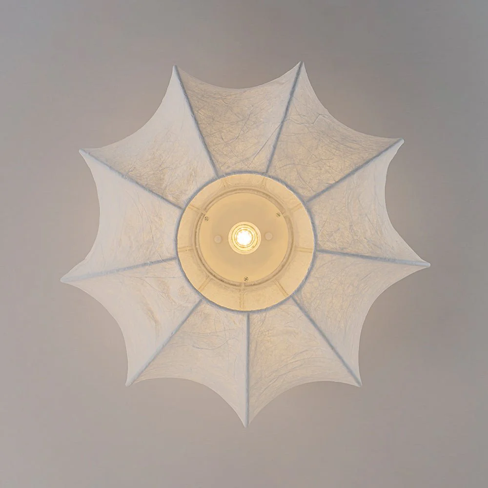 White Silk Scalloped Cage Flush Mount Ceiling Light - Image 12