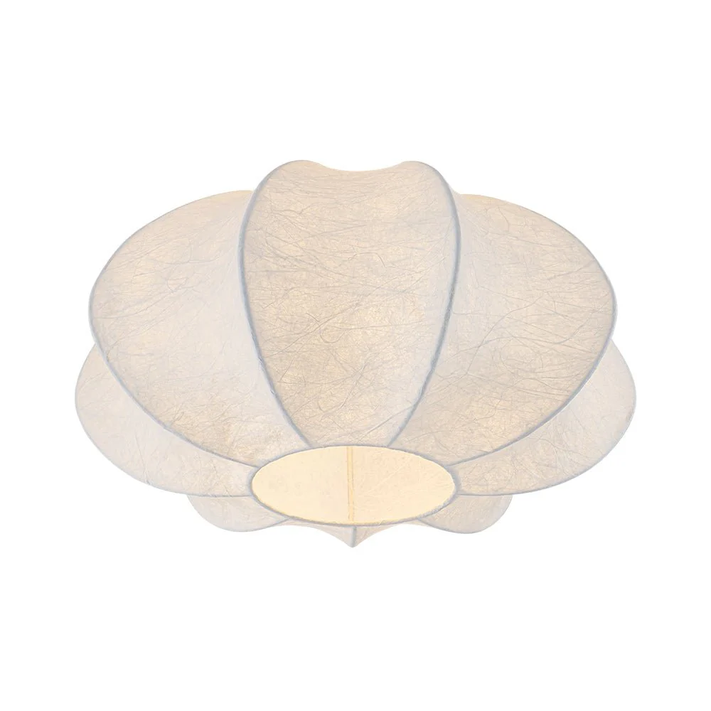 White Silk Scalloped Cage Flush Mount Ceiling Light - Image 3
