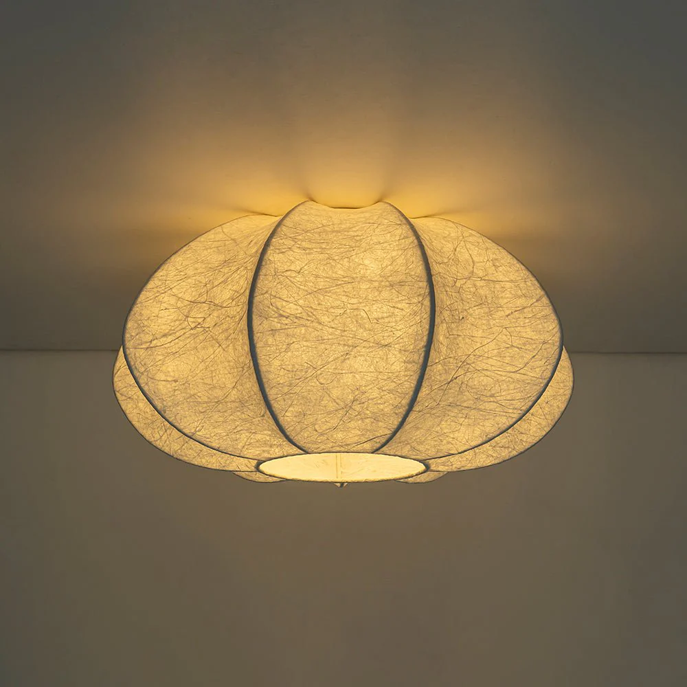 White Silk Scalloped Cage Flush Mount Ceiling Light - Image 6