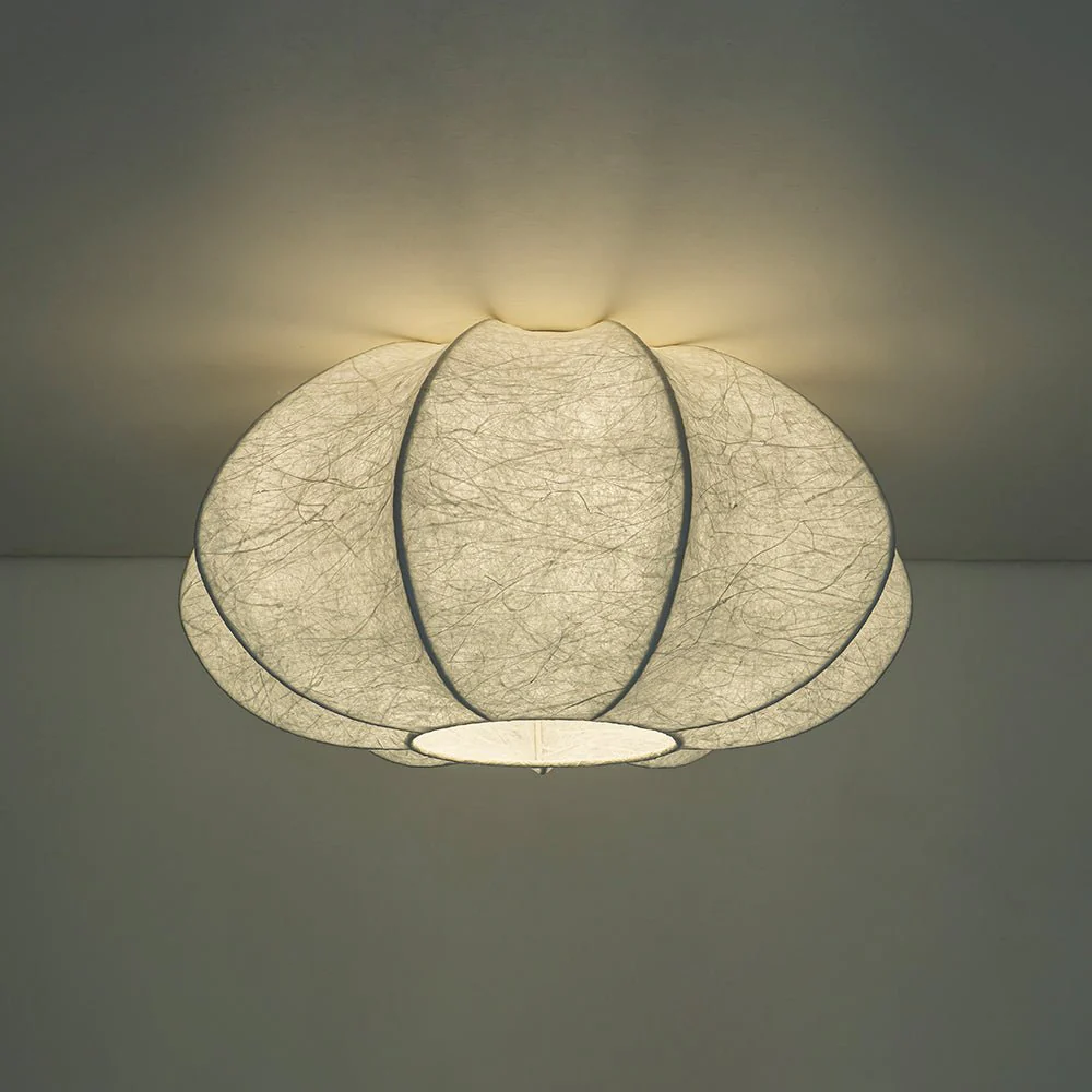 White Silk Scalloped Cage Flush Mount Ceiling Light - Image 7