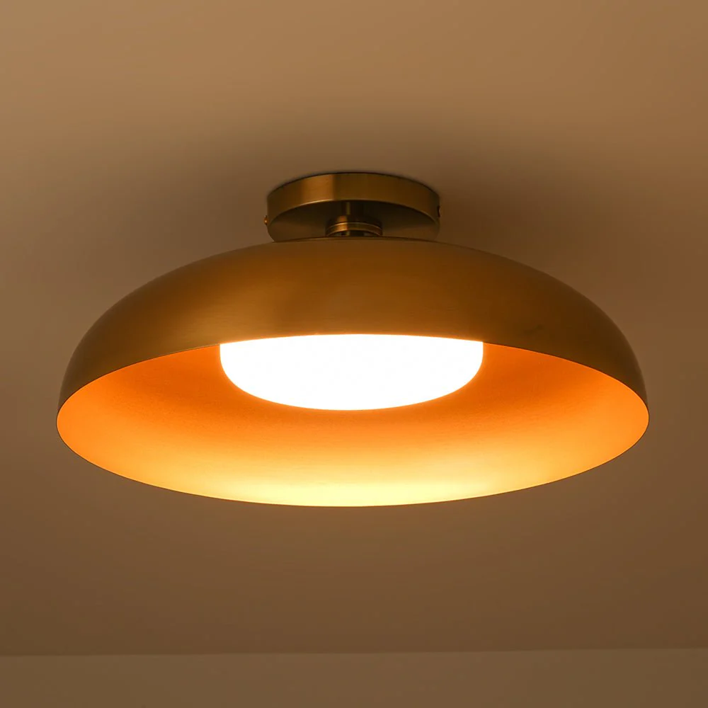 Wide Iron Dome Dimmable LED Semi Flush Ceiling Light - Image 15