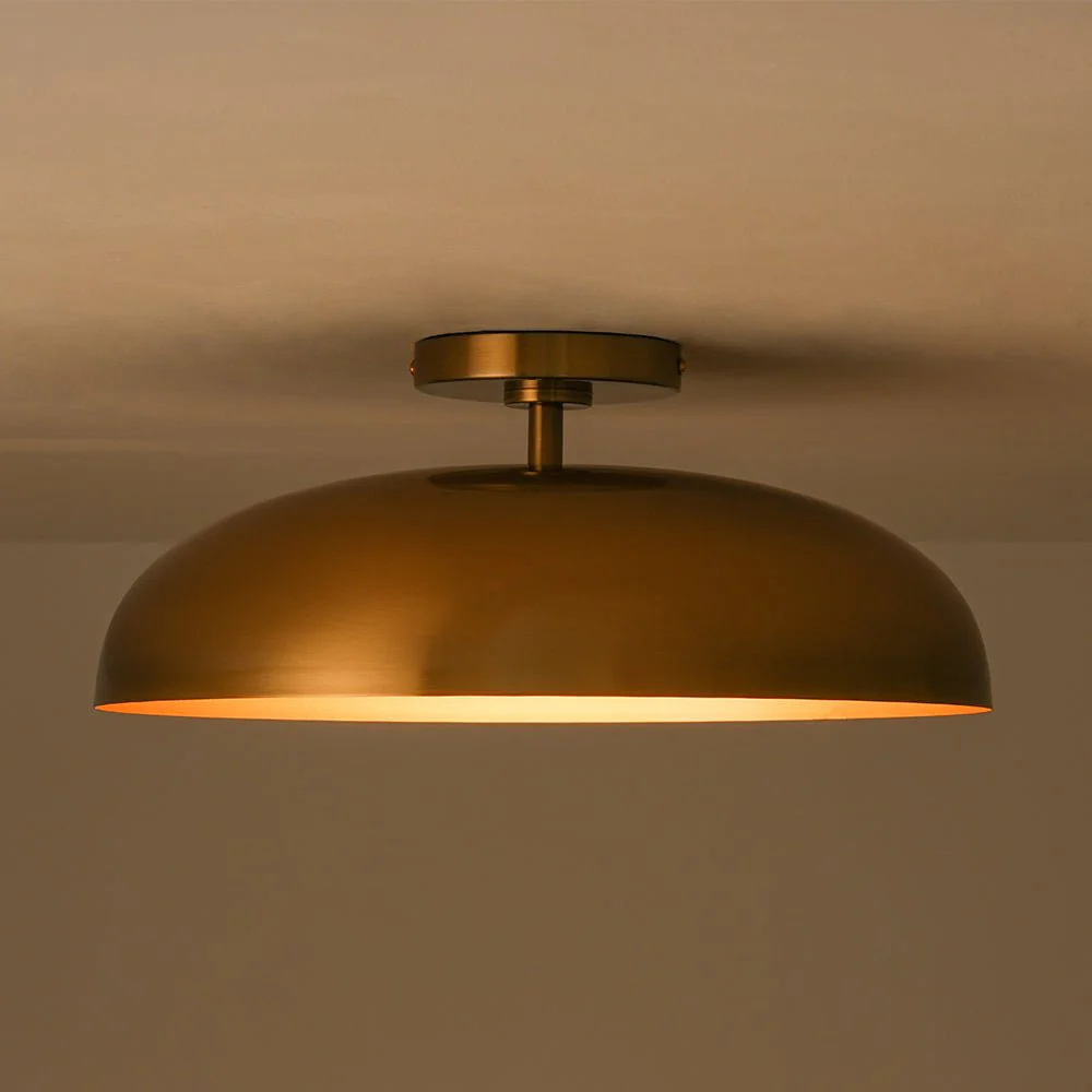 Wide Iron Dome Dimmable LED Semi Flush Ceiling Light - Image 16