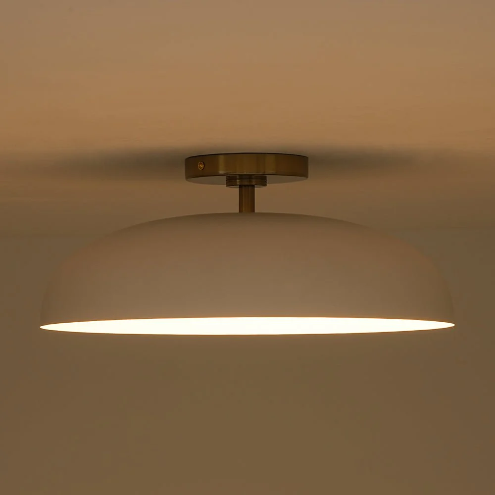 Wide Iron Dome Dimmable LED Semi Flush Ceiling Light - Image 23