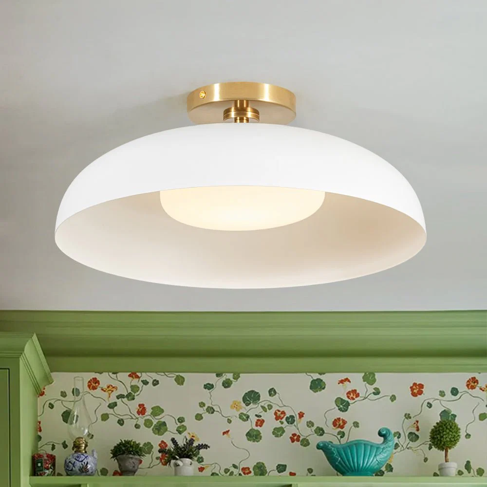 Wide Iron Dome Dimmable LED Semi Flush Ceiling Light - Image 3