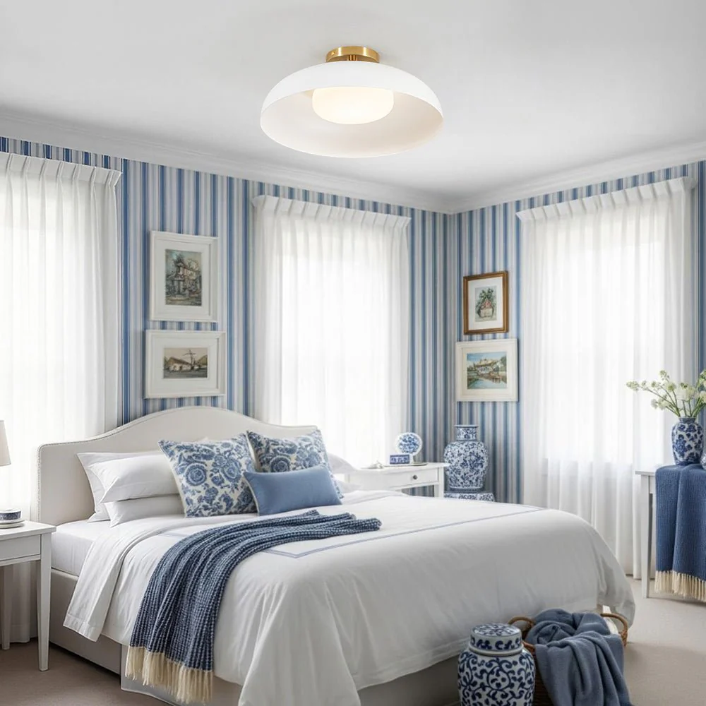Wide Iron Dome Dimmable LED Semi Flush Ceiling Light - Image 4