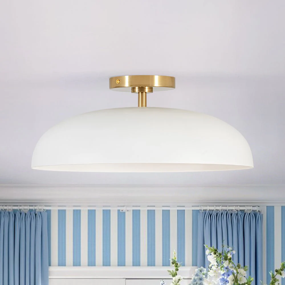 Wide Iron Dome Dimmable LED Semi Flush Ceiling Light - Image 5