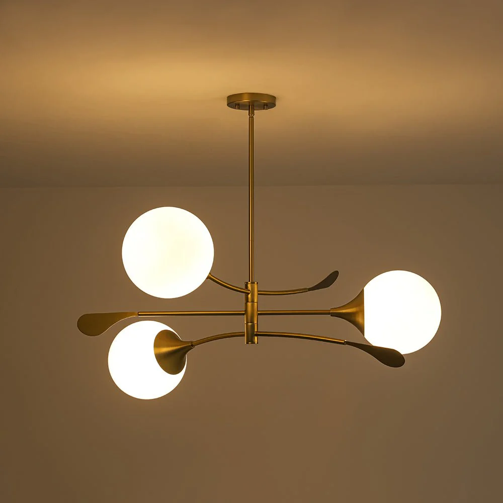 Wind-Vane Tiered 3-Light Opal Glass Globe Sputnik Chandelier - Image 16