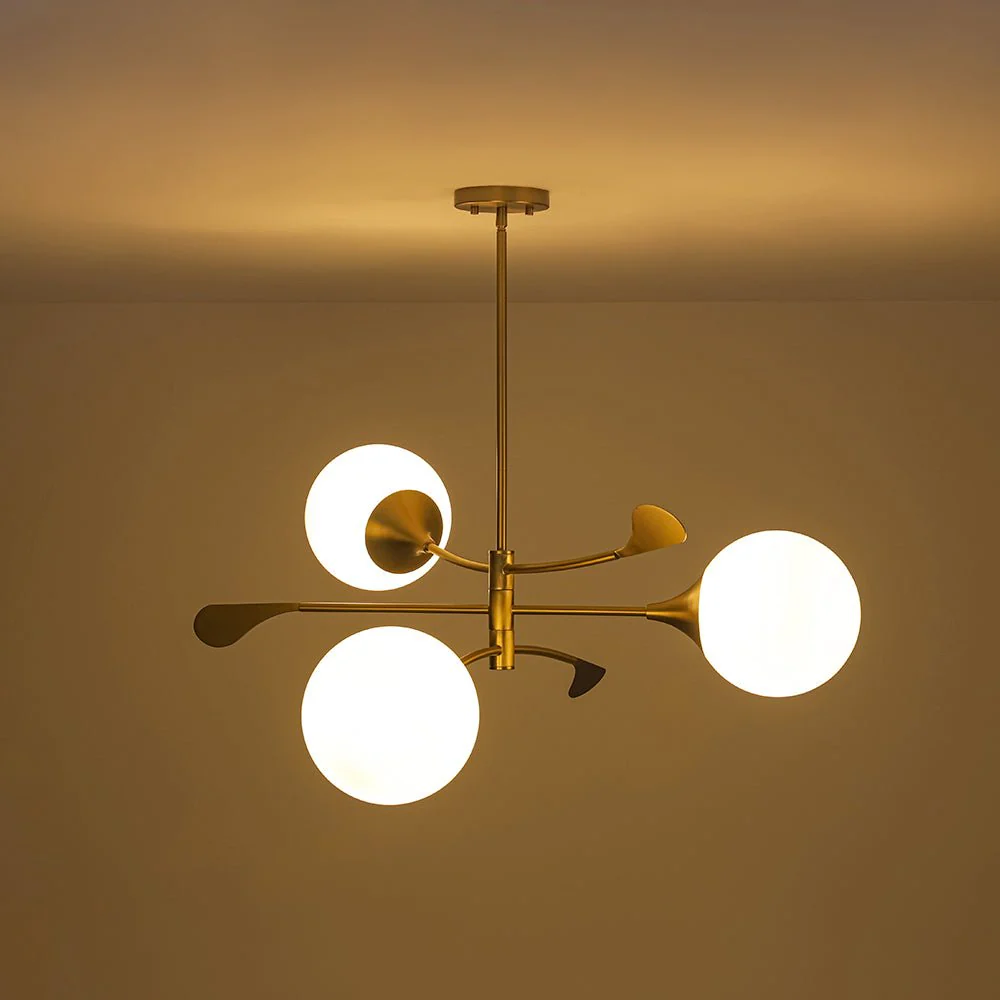 Wind-Vane Tiered 3-Light Opal Glass Globe Sputnik Chandelier - Image 17
