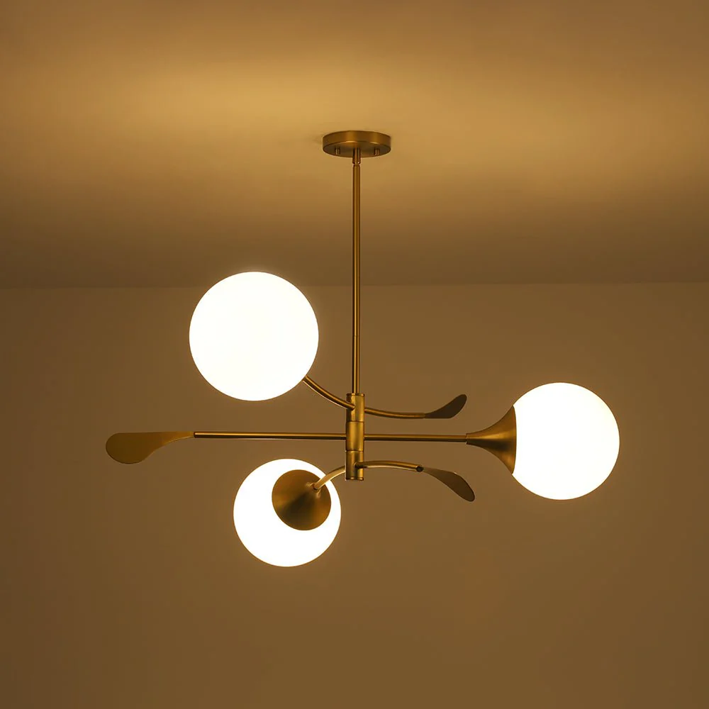 Wind-Vane Tiered 3-Light Opal Glass Globe Sputnik Chandelier - Image 18