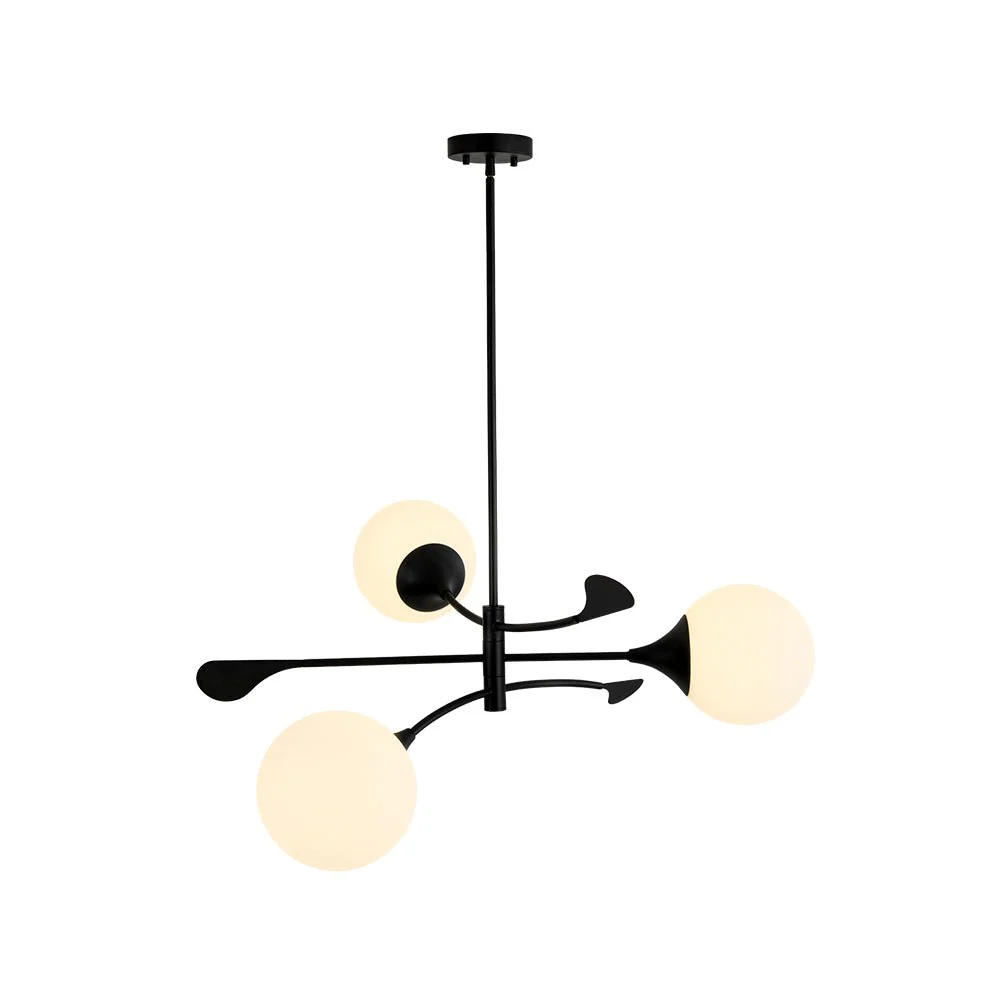 Wind-Vane Tiered 3-Light Opal Glass Globe Sputnik Chandelier - Image 22