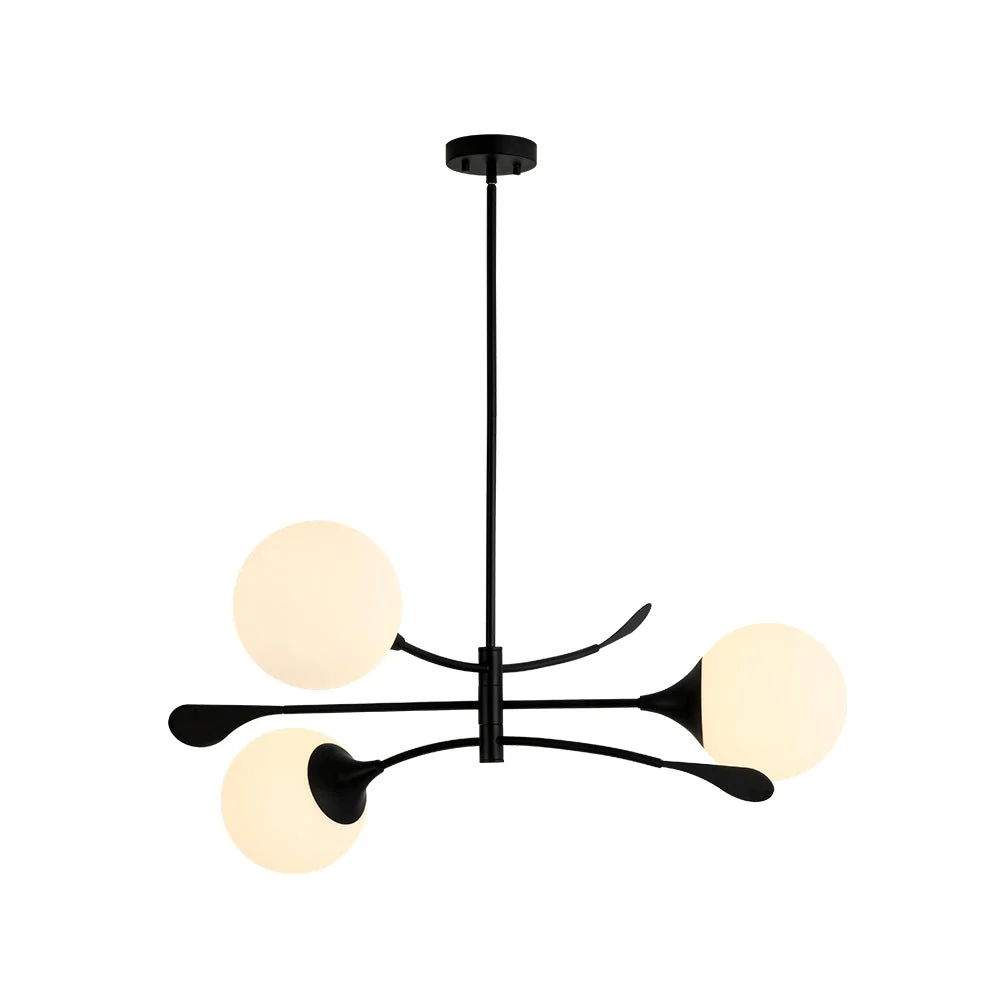 Wind-Vane Tiered 3-Light Opal Glass Globe Sputnik Chandelier - Image 23