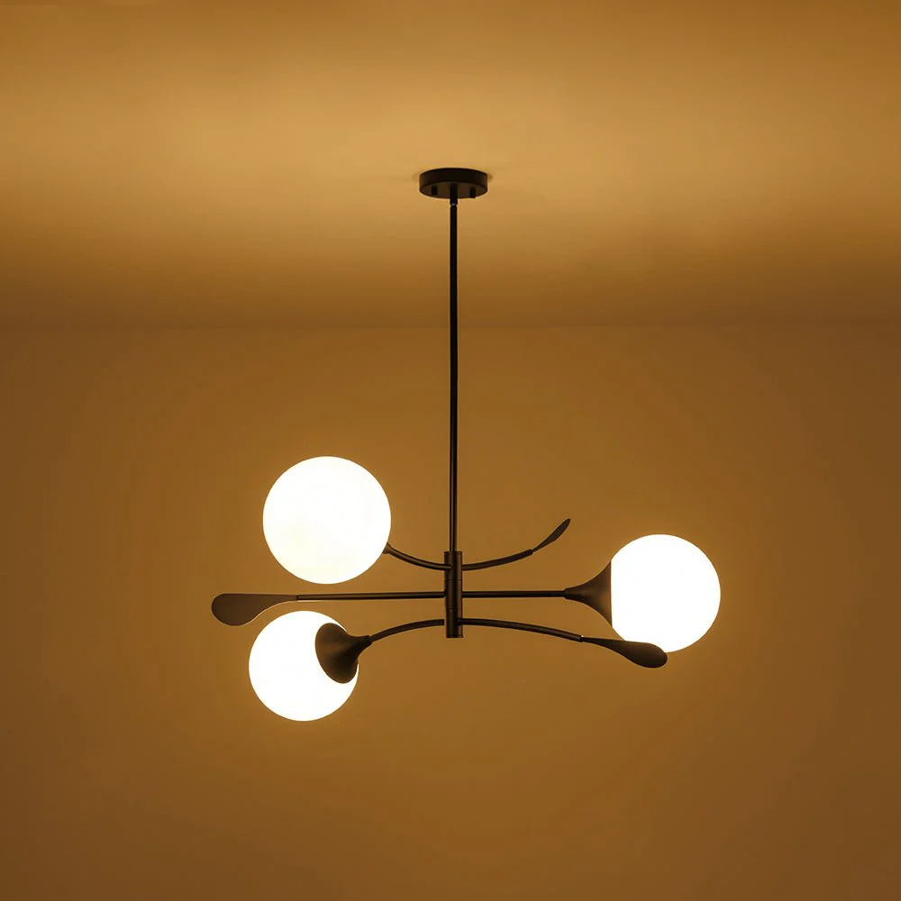 Wind-Vane Tiered 3-Light Opal Glass Globe Sputnik Chandelier - Image 26