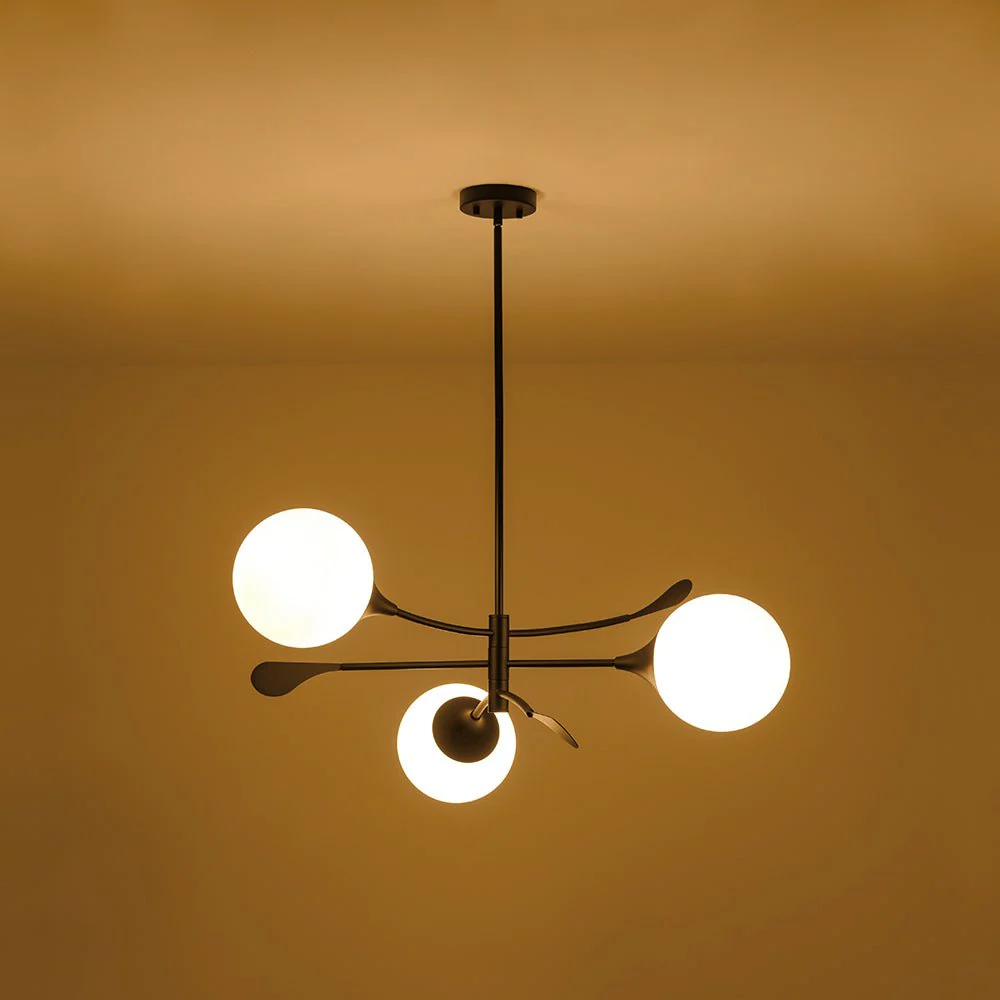 Wind-Vane Tiered 3-Light Opal Glass Globe Sputnik Chandelier - Image 28