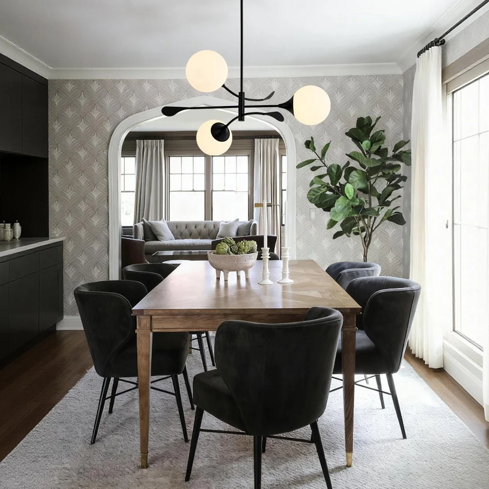 Wind-Vane Tiered 3-Light Opal Glass Globe Sputnik Chandelier - Image 4