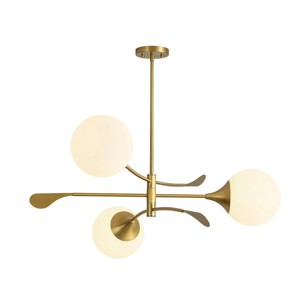Wind-Vane Tiered 3-Light Opal Glass Globe Sputnik Chandelier - Image 5