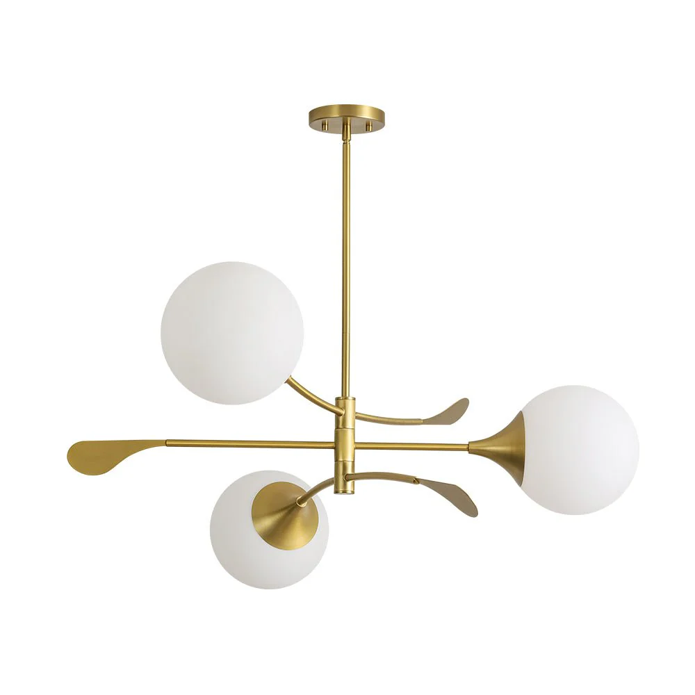 Wind-Vane Tiered 3-Light Opal Glass Globe Sputnik Chandelier - Image 6