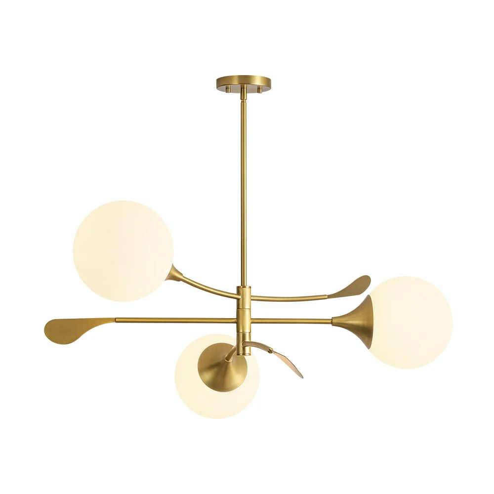 Wind-Vane Tiered 3-Light Opal Glass Globe Sputnik Chandelier - Image 7