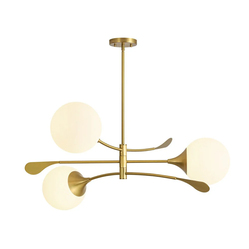 Wind-Vane Tiered 3-Light Opal Glass Globe Sputnik Chandelier - Image 8