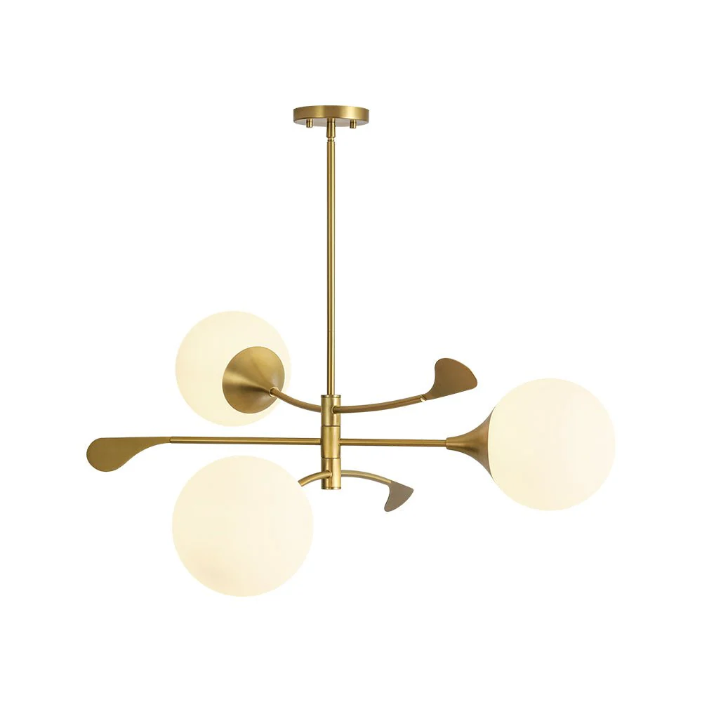 Wind-Vane Tiered 3-Light Opal Glass Globe Sputnik Chandelier - Image 9