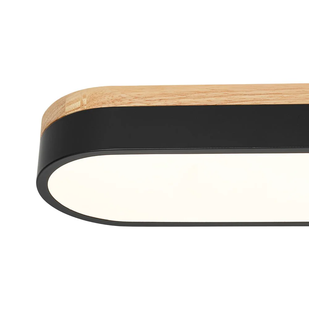 Wood Accent Oval Dimmable LED Flush Mount Ceiling Light - Image 11