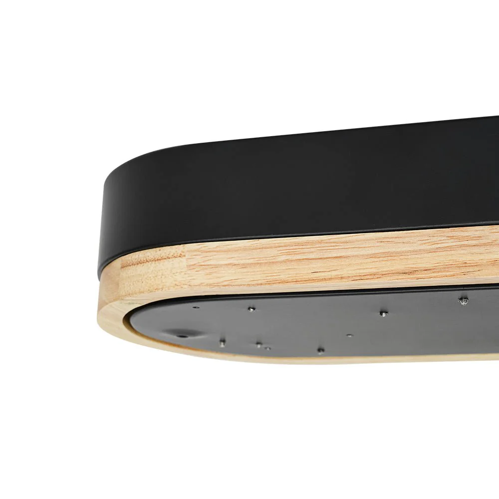 Wood Accent Oval Dimmable LED Flush Mount Ceiling Light - Image 12