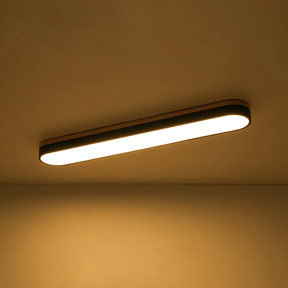 Wood Accent Oval Dimmable LED Flush Mount Ceiling Light - Image 14