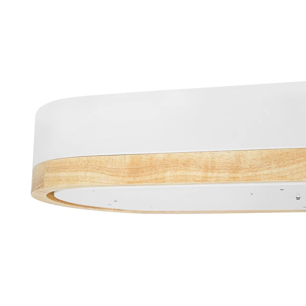 Wood Accent Oval Dimmable LED Flush Mount Ceiling Light - Image 21