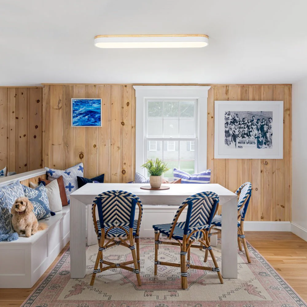 Wood Accent Oval Dimmable LED Flush Mount Ceiling Light - Image 4