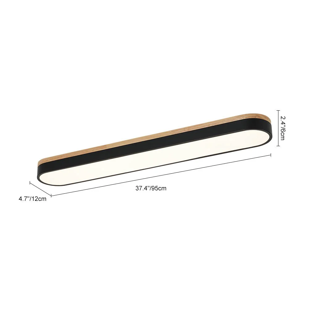 Wood Accent Oval Dimmable LED Flush Mount Ceiling Light - Image 5