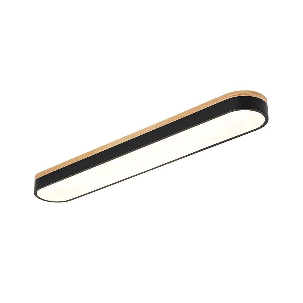 Wood Accent Oval Dimmable LED Flush Mount Ceiling Light - Image 6