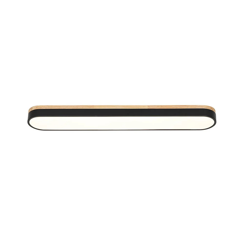 Wood Accent Oval Dimmable LED Flush Mount Ceiling Light - Image 8